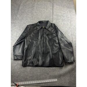 Pleasure Swell Mens XL? Faux Black Leather Detroit Style Jacket Workwear Classy